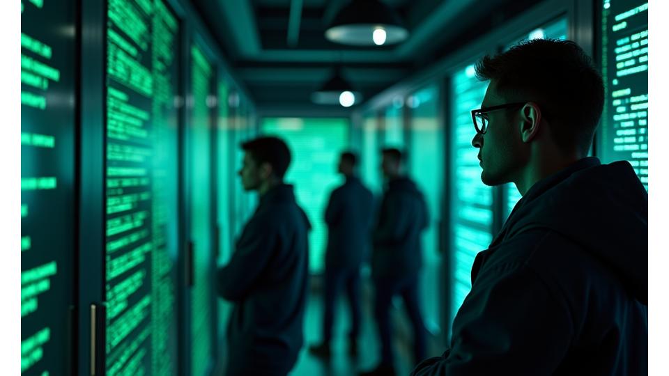 Команда кибербезопасности, работающая над защищенным сервером